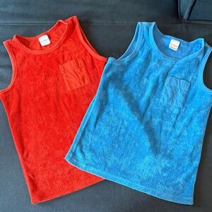 EUC Hanna Andersson Red and Blue Kids Terry Cloth Tank Tops